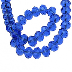 Glass Crystals Strand for Fashion Accessories / 10x7 mm, Hole: 1 mm / Transparent Blue ~ 72 pieces