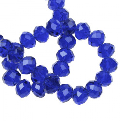 Faceted Transparent Glass Beads for Jewelry CRAFT / 10x7 mm, Hole: 1 mm / Dark Blue ~ 72 pieces