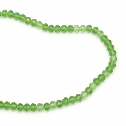 String of Transparent Glass Crystals / 10x7 mm, Hole: 1 mm /  Light Green ± 72 pieces