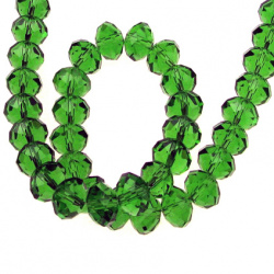 Clear Faceted Glass Beads with Abacus Shape / 10x7 mm, Hole: 1 mm / Green ~72 pieces