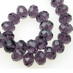 Spectacular crystal glass beads strand for jewelry making 14x10 mm hole 1 mm transparent purple ~ 60 pieces
