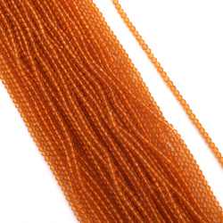 String of Crystal Beads Grade AA /  3 mm, Hole: 0.9 mm / Fine Facet,  Orange Color ~ 133 pieces