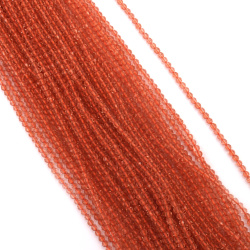 String of Crystal Beads Grade AA /  3 mm, Hole: 0.9 mm / Fine Facet,  Peach Color ~ 125 pieces