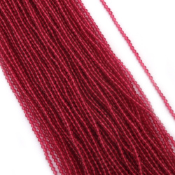 String of Crystal Beads Grade AA /  3 mm, Hole: 0.9 mm / Fine Facet /  Fuchsia Color ~ 124 pieces