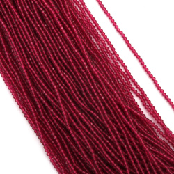 String of Crystal Beads Grade AA /  3 mm, Hole: 0.9 mm / Fine Facet /  Dark Fuchsia Color ~ 125 pieces