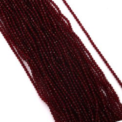 String of Crystal Beads Grade AA /  3 mm, Hole: 0.9 mm / Large Facet,  Pomegranate Color ~ 124 pieces 