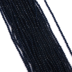 String of Crystal Beads Grade AA /  3 mm, Hole: 0.9 mm / Large Facet, Dark Blue Indigo Color ~ 129 pieces
