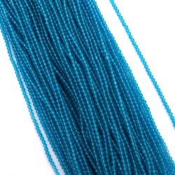 String of Crystal Beads Grade AA / 3 mm, Hole: 0.9 mm / Fine Facet,  Sky Blue Color ~ 132 pieces