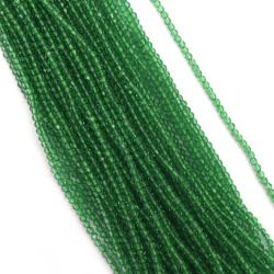 String of Crystal Beads Grade AA /  3 mm, Hole: 0.9 mm / Fine Facet,  Color: Green Apple ~ 132 pieces