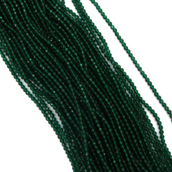 String of Crystal Beads Grade AA /  3 mm, Hole: 0.9 mm / Large Facet,  Color: Emerald Green ~ 125 pieces