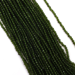 String of Crystal Beads Grade AA /  3 mm, Hole: 0.9 mm / Fine Facet,  Olivine Color ~ 128 pieces