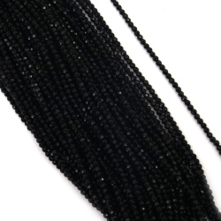 String of Crystal Beads Grade AA /  3 mm, Hole: 0.9 mm / Large Facet, Solid Black Color ~ 132 pieces
