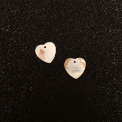 Pandantiv inimă sidef 10 mm alb - 2 buc