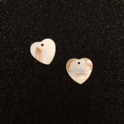 Mother-of-pearl Heart Shaped Pendant / 20 mm / White - 2 pieces