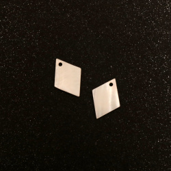 Mother-of-pearl pendant, rhombus, 20 mm white - 2 pieces