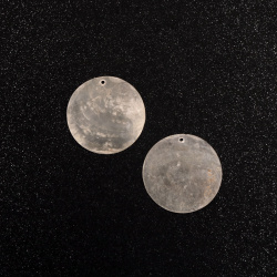 Pandantiv monedă sidef 40 mm alb - 2 buc