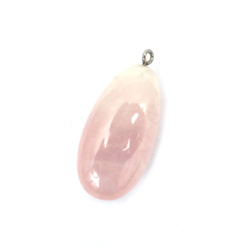 Pendant natural stone PINK QUARTZ 32 ~ 42x48 ~ 70 mm