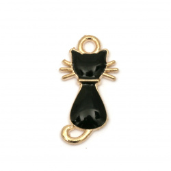Висулка метал котка черна 23x12x3 мм дупка 3 мм цвят злато -2 броя