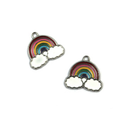Metal Pendant Rainbow, 19.5x18x2 mm, hole 2 mm, silver color -2 pieces