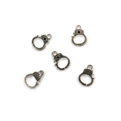 Metal Pendant, handcuffs, 14x10x2 mm, hole 2 mm, silver color - 5 pieces