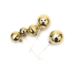 Set globuri disco pe băț 48x28 mm auriu - 12 bucăți