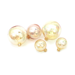 Set de bile decorative din plastic 49x29 mm, culoare galben transparent curcubeu - 12 bucăți