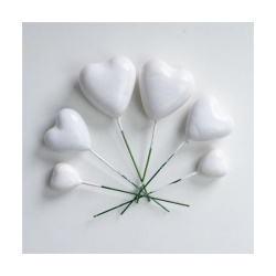 White Styrofoam Hearts with Wire Base 19x26x30x35 mm – Set of 20 Pieces – Perfect for Floral Arrangements, Gift Decorations and Creative Crafts