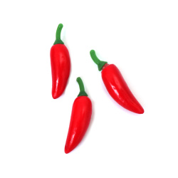 Ardei roșii cu mânere din polistiren pentru decor 46x13 mm - 10 bucăți