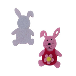 Felt Bunny Figurine 79x45x10 mm, Pink Color - 5 pieces