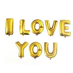 Μπαλόνια I LOVE YOU -8 γράμματα χρώμα χρυσό