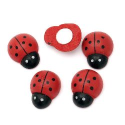 Ladybug wooden 20x25 mm with adhesive -10 pieces
