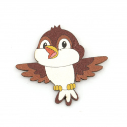 Wooned Bird with adhesive tape 35x38 mm brown - 10 pieces