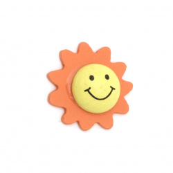Wooden Figurine 3D sun with smile 25x8 mm type cabochon - 2 pieces