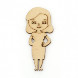 Wooden figurines girl for decoration 49.5x21x2 mm -10 pieces