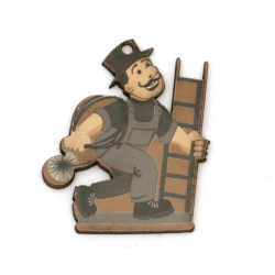 Plywood Chimney Sweep Pendant / 43x35x2 mm, Hole: 2 mm - 10 pieces