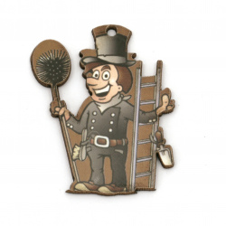 Plywood Chimney Sweep Charm /  40x33x2 mm, Hole: 2 mm - 10 pieces