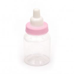 Бебешко шише пластмасово за декорация 85x40 мм розово
