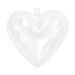 Inimă din plastic transparentă 2 bucăți 65x62x40 mm