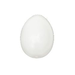 Plastic egg 80x59 mm with one hole 3 mm white
