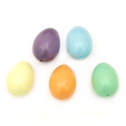 Πλαστικό διακοσμητικό αυγό 38x28 mm με μία τρύπα 3 mm ΜΙΞ χρώματα -5 τεμάχια
