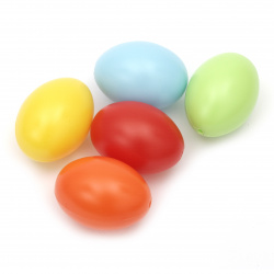 Яйце от пластмаса цвят микс 60x45 мм с една дупка 3 мм  -5 броя
