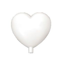 Inimă din plastic de 95 mm cu orificiu de vârf 8 mm alb