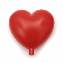Red Plastic heart 95 mm with hole 8 mm - 1 pc.