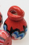 Wooden Handmade Pot Shaped 25x17 mm hand-painted -5 pieces