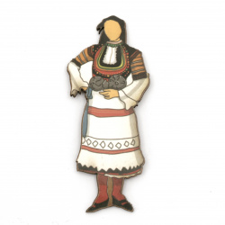 Woman with traditional folk costume, plywood 70x29x2 mm - 5 pieces