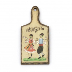 Traditional Plywood Charm, Cut Board with Dancers / 45x22x2 mm,  Hole: 2 mm - 10 pieces