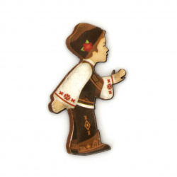 Boy with Folk Costume made of Plywood / 40x24x2 mm, Hole: 2 mm - 10 pieces