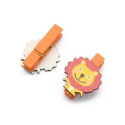 Wooden ClampsWooden Clothespins45x7 mm lion 26x26x2 mm -6 pieces