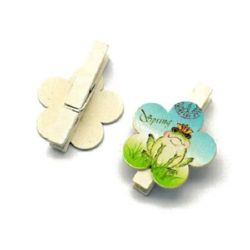 Wooden Decorative Clamps 45x7 mm flower 35x36x2 mm -6 pieces