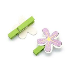 Wooden Decorative Clamps 45x7 mm flower 34x38x2 mm -6 pieces